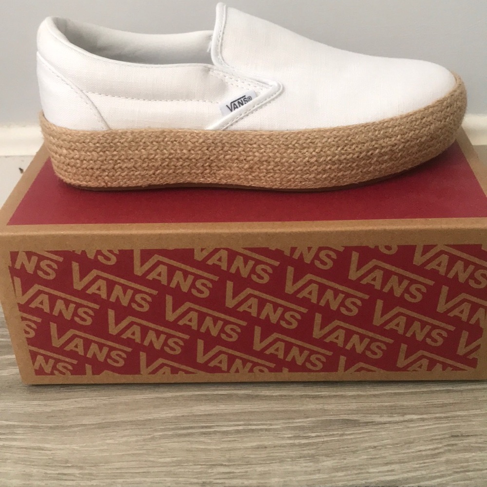 Slip-on platform espadrille vans - white